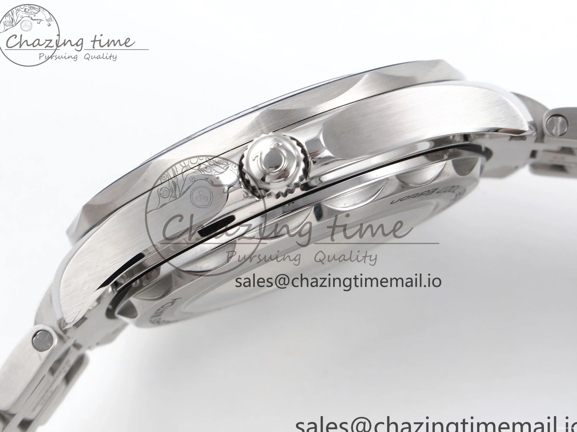 0409 HighQuality Seamaster Diver 300M OMF 1:1 Best Edition Blue Red Ceramic White Dial on SS Bracelet A 7705